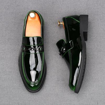 Grande-Bretagne Nouveaux Mocassins Oxford Plates en Cuir Verni Brillant pour Homme Chaussures Décontractées Mocassins pour Homme Chaussures pour Robe de Mariage de Retour au Pays