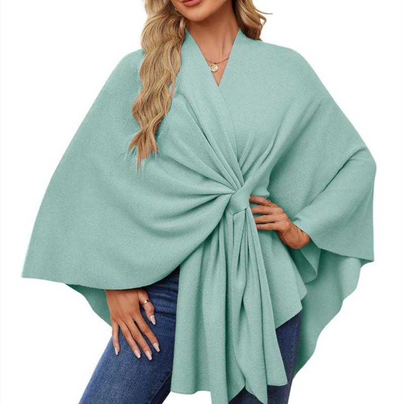 Ladies' Elegant One-piece Solid Color Soft Shawl Jacket Cloak Top