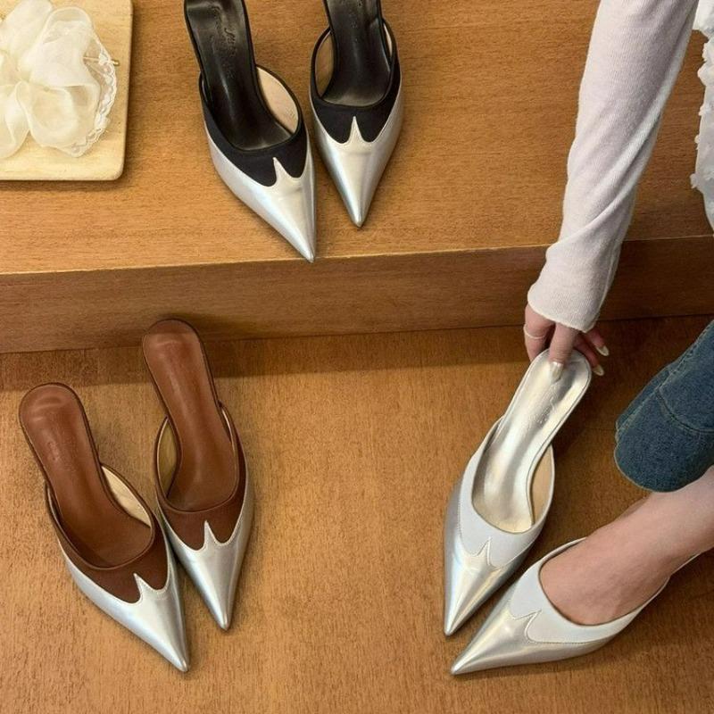 Fashion Elegant Pointed Toe Transparent PVC Heart High Heels Mules Slipper Shoes Women 2025 Black White Red Shoes Luxury Designer Pumps