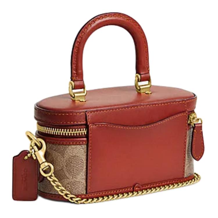 Coach Trail 17 Classic Logo Surround Zipper Closure Leather And Synthetic Leather Shoulder Crossbody Handbag Small Women handbag CT876-B4NQ4