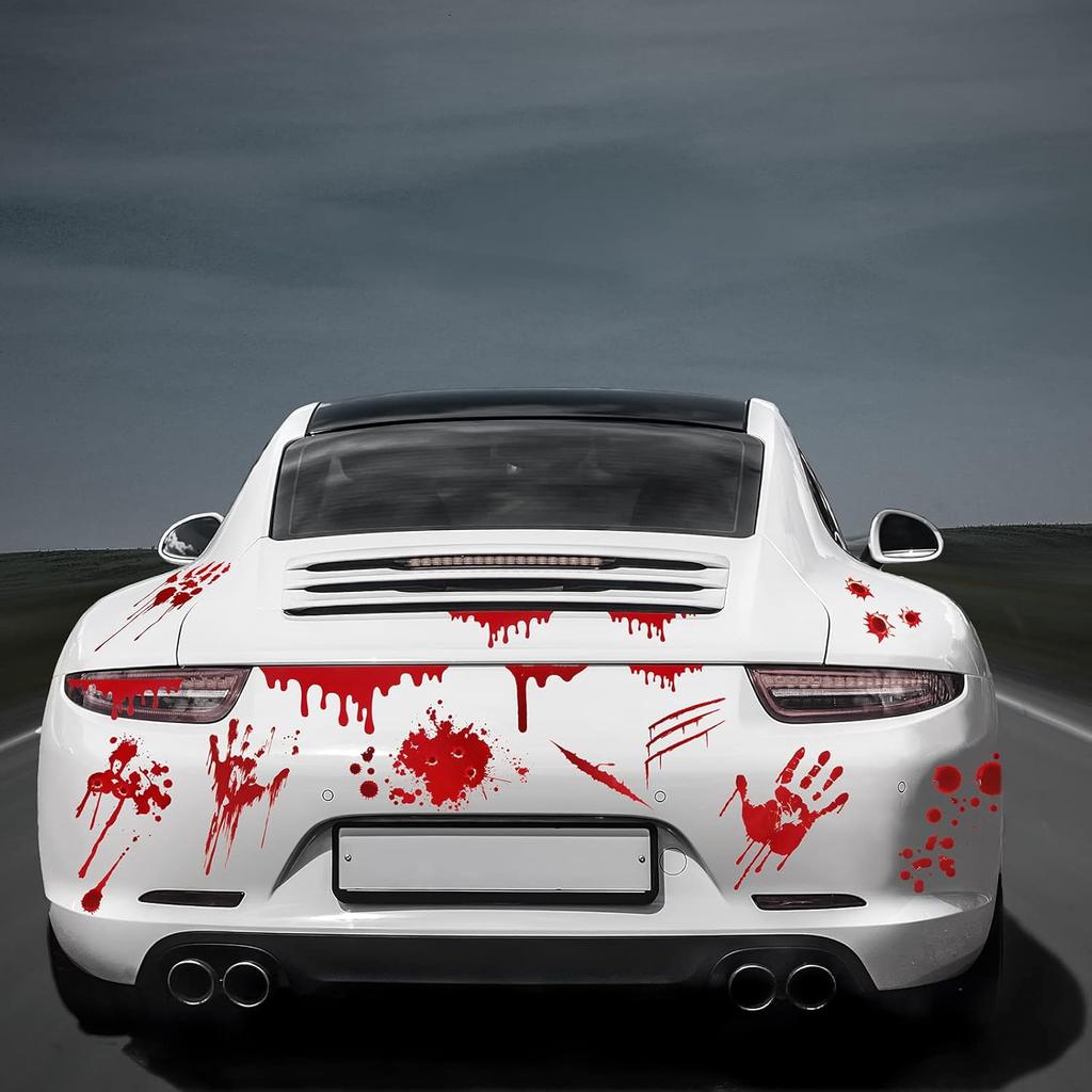 Frienda 11 Sheets Halloween Blood Car Decal Halloween Car Accessories Self-Adhesive Bloody Stickers Decor For Headlights Windows Headlamps
