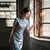 Blue Short-sleeved National Style New Chinese Daily Suzhou Long Cheongsam Improved Young 1011 New Women's High Sense