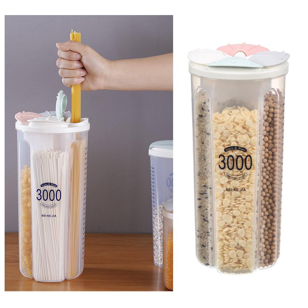 Transparent  Storage Box Plastic Sealed Tank Kitchen Food Storage Tank Rotating Dry Food Rice Container Compartment