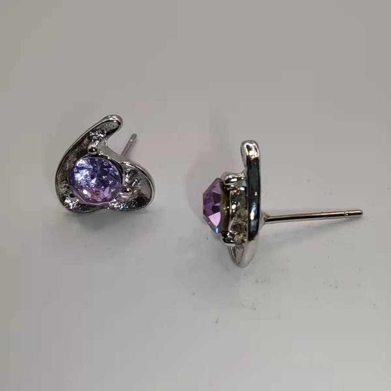 Sace Gems Classic Asymmetrical Heart Copper Alloy Zircon Earrings for Women Wedding Party Gifts