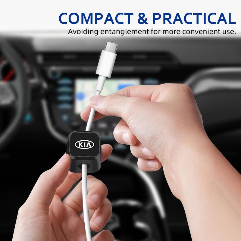 Car Interior Charging Cable Storage Clip Magnetic Data Cable Sorting Storage For KIA Soul Sorento K2 K5 Picanto Optima Sportage