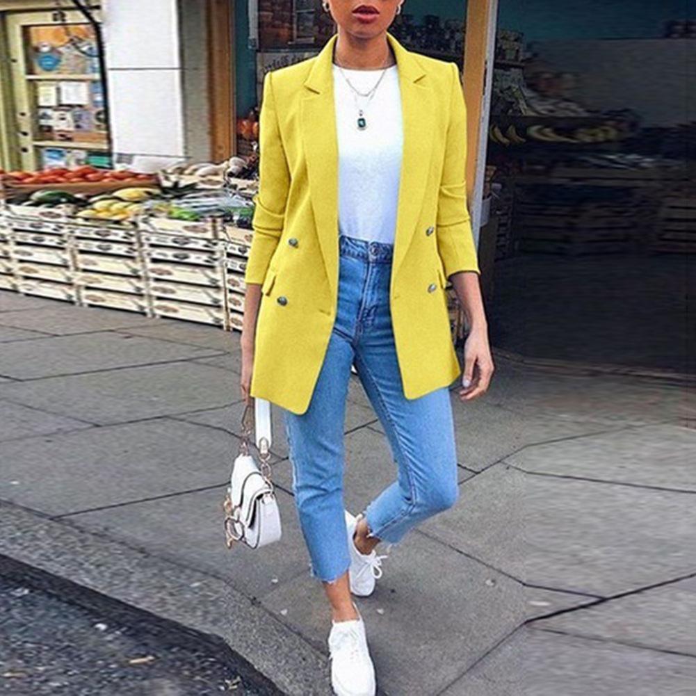 European & American Fashion Women's Mid-Length Lapel Cardigan Temperament Suit Jacket 2024