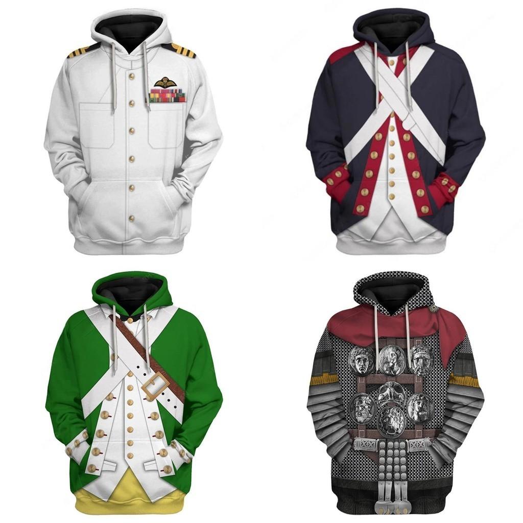 Historical Army Uniforms 3d Pattern Hoodie Cosplay Sweatershirt For Men And Women