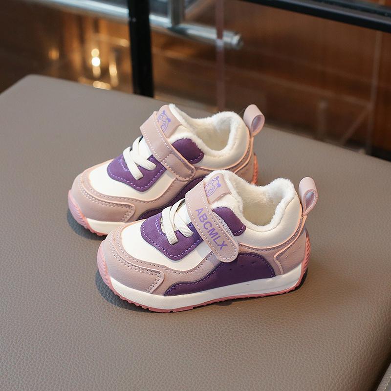 Baby spring and winter velvet shoes 0-1-3 years old children's sports shoes boys soft-soled toddler shoes girls warm cotton shoes
