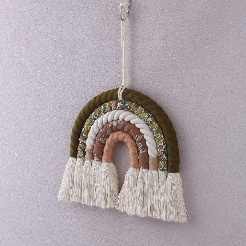 62KD DIY Rope Rainbow Tapestry Wall Hanging Handmade Weaving Ornament Kids Room Decor