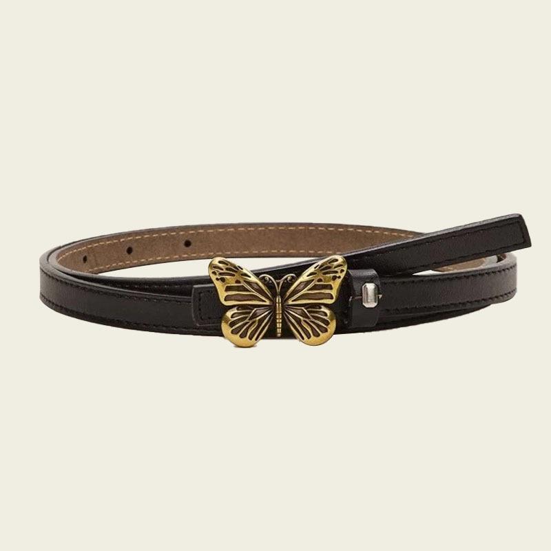 

Women s Genuine Leather Belt with Butterfly Buckle - Adjustable Vintage Style Waist Accessory for Retro & Chic Outfits 105CM