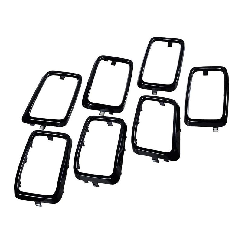 7Pcs Glossy Black Front Grille Erts Cover Trim Kit Grill Ring For Jeep Grand Cherokee 2017 2018