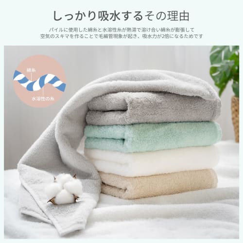 AIFY No-Twist Slim Bath Towels, Set of 4, 100% Cotton, Small, Quick-Drying, Thick, Fluffy, Instant Absorbency, Antibacterial, Odor-Resistant, Dust Mit