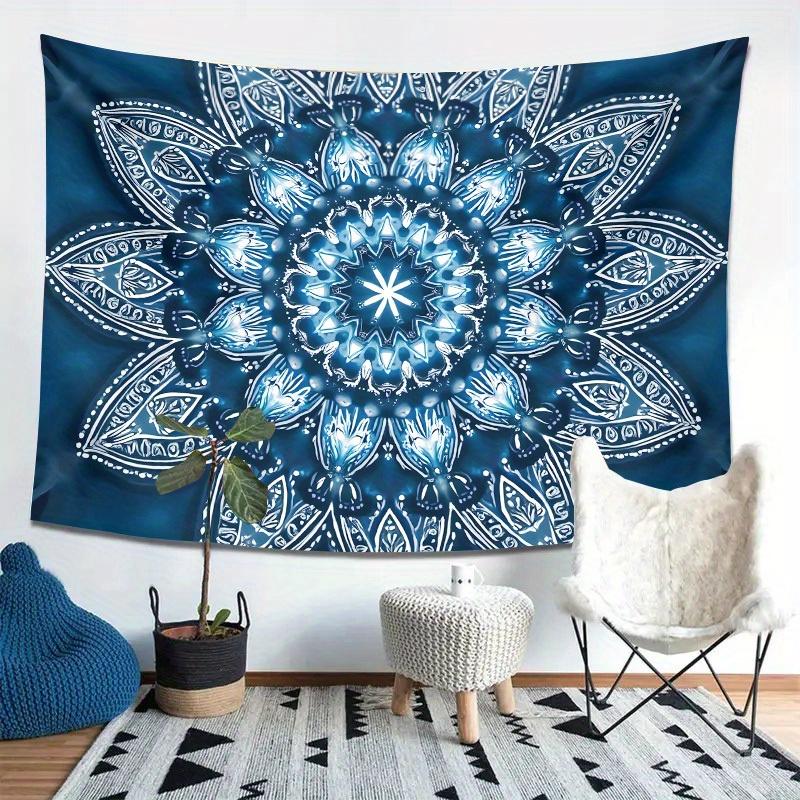 

Blue Mandala Tapestry Boho Psychedelic Design IndianInspired Art Polyester 5161 in for Bedroom or Dorm 74x94cm(29x37in)