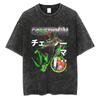 Anime Chainsaw Man Pochita Kawaii Printed Washed Tshirt Men Vintage Casual Tshirts Manga Cotton T Shirt Harajuku Male Tops