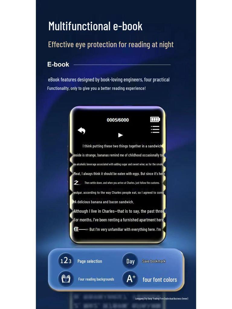 High School Student MP4/MP5 Touchscreen: Read Novels, Listen to Music, Bluetooth-Enabled Walkman