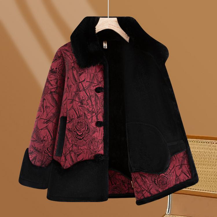 Middle-aged Mother Winter Plus Velvet Thickened Jacket New Women's Mink Fur Coat Middle-aged and Elderly Winter Clothes