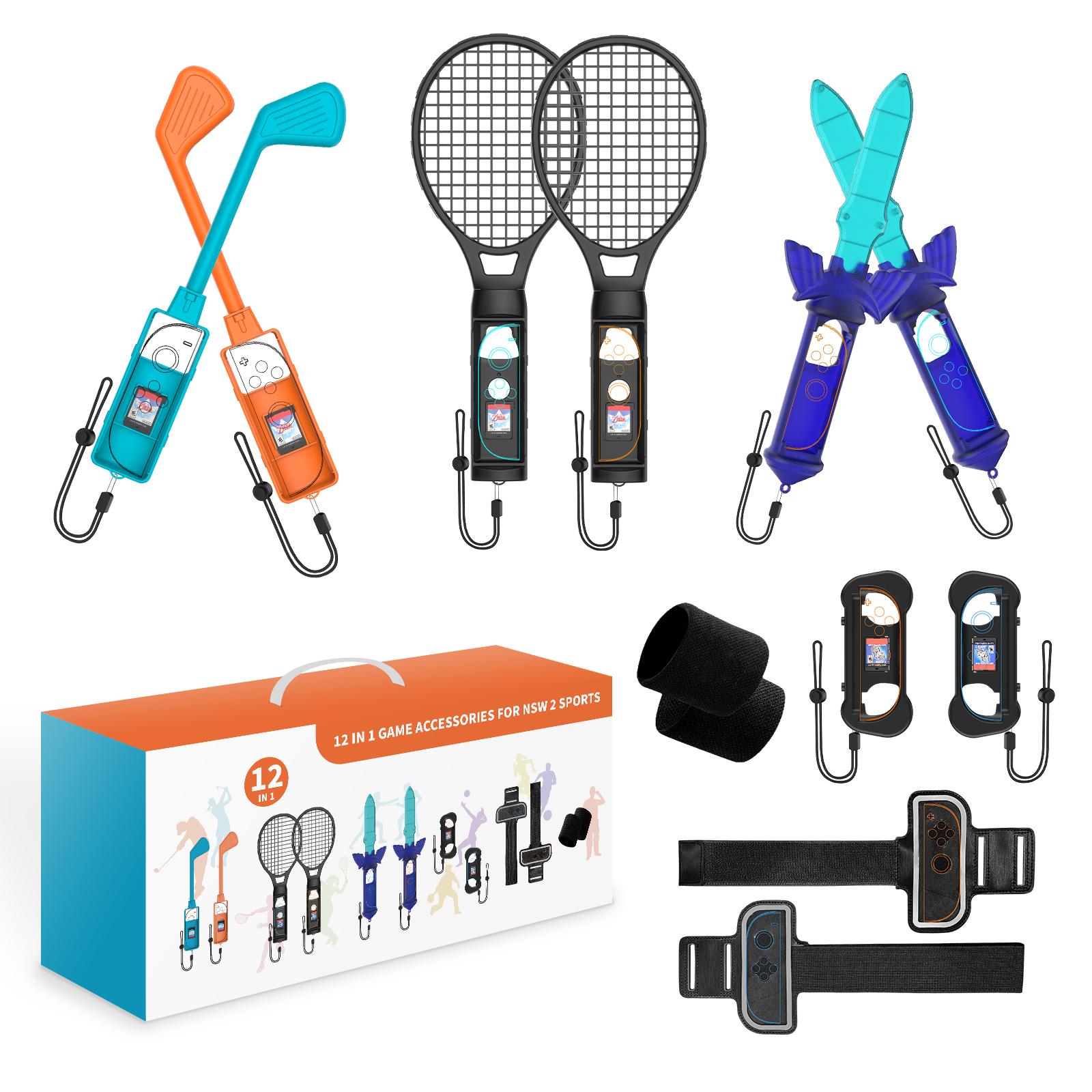 12 in 1 Sports Accessories Set for Switch 2 Console & Joy-con, Accessories for Switch Sports Games,Family Sports Party Pack NS2277