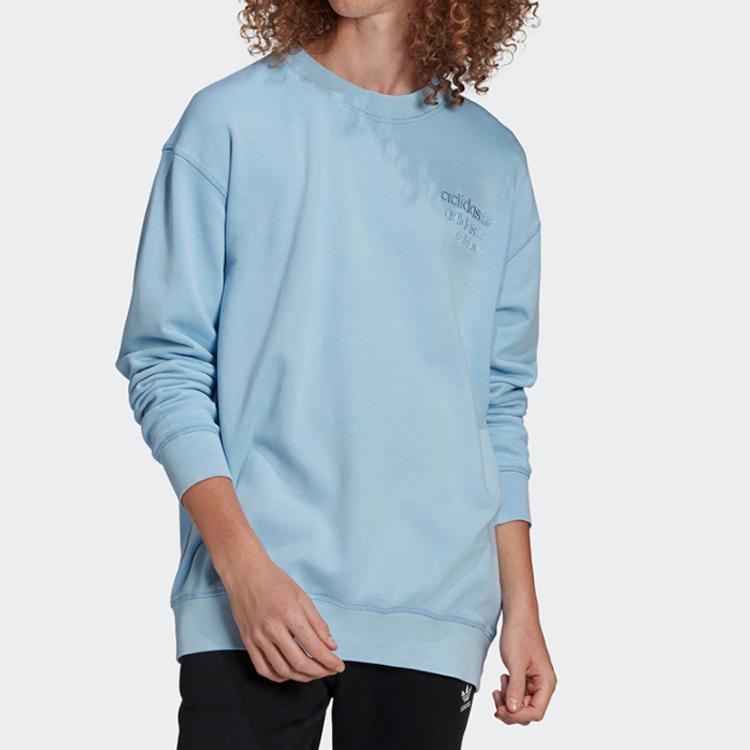 Adidas Originals Casual Sports Knit Crew Neck Sweatshirt Men Tops Sky-Blue GL6161