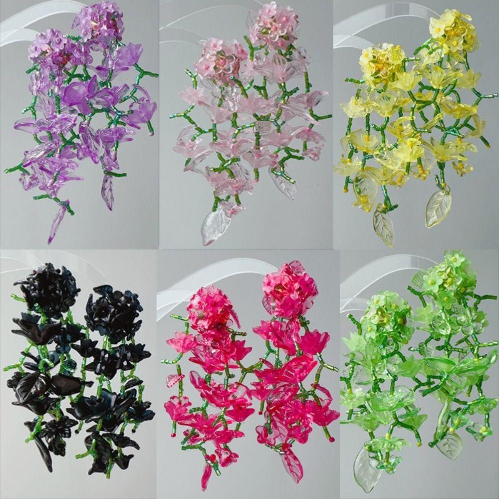Elegant Long Boho Earrings Exaggerate Big Flowers Floral Earrings Beaded Earrings Party Jewelry