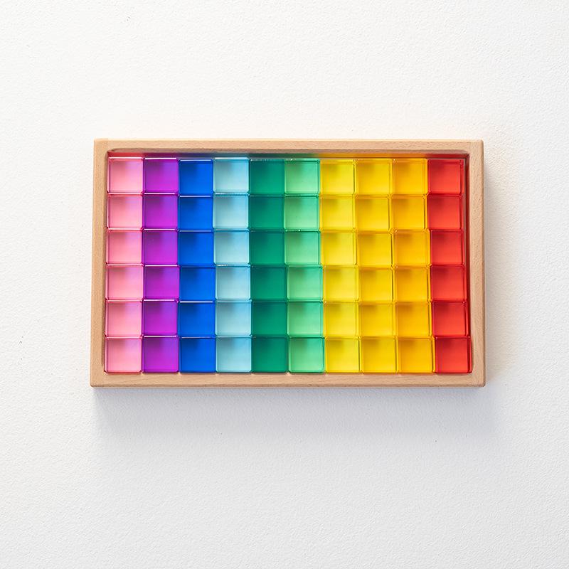 Transparent Rainbow 3D Building Blocks: Educational Acrylic Cubes for Children