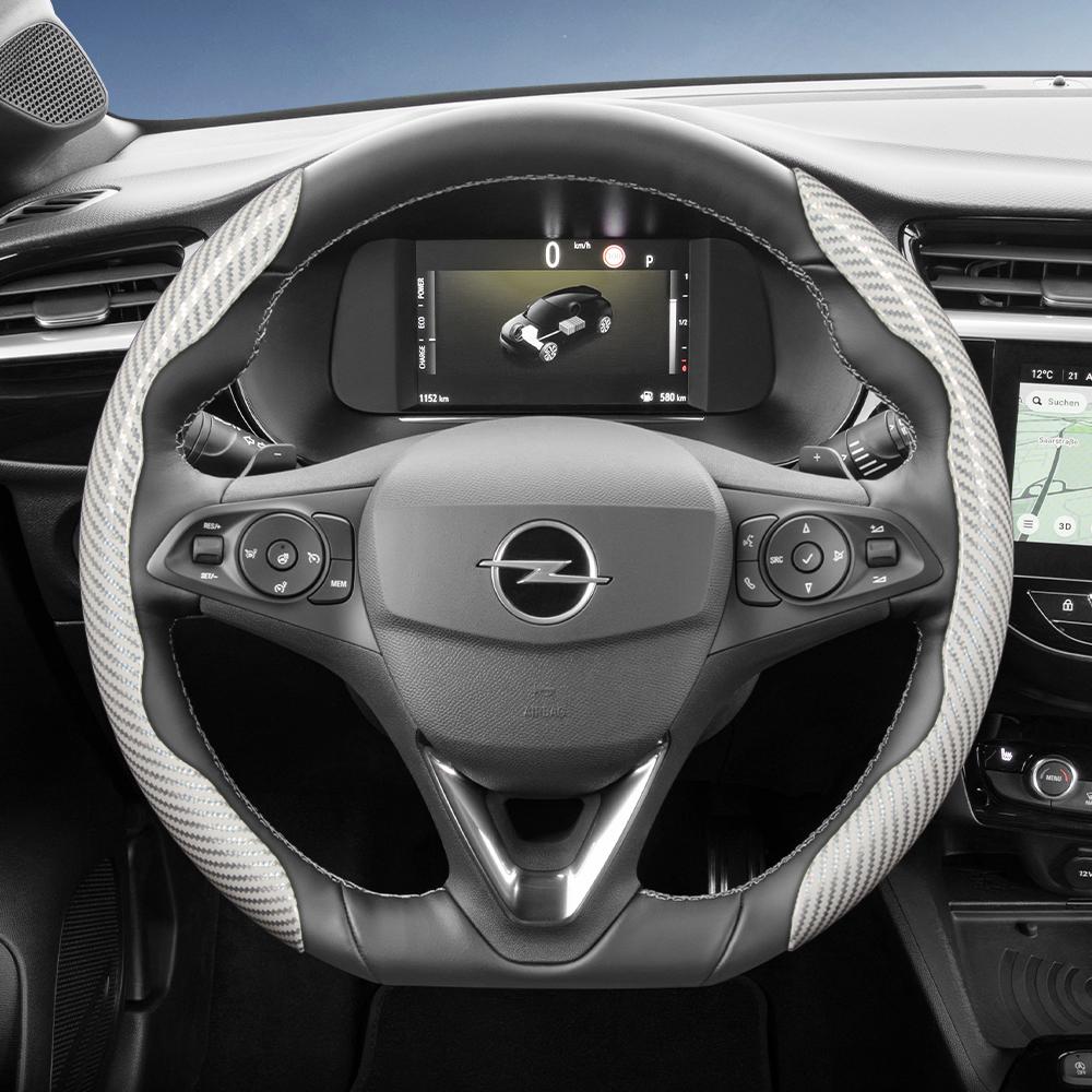 Geeignet für Opel Carbonfaser-Textur Lenkradabdeckung mit segmentiertem Schnellverschluss-Design, Langlebig, für Modelle wie Corsa, Mokka, Astra