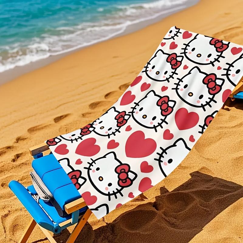 Hello Kitty Red Heart Beach Towel Single Sided Print Soft Microfiber Beach Towel Pool Beach Vacation Accessory Sweet Lovely Gift