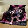 A Girl Passionately Playing Bass On Stage Under Pink Spotlight Effects. for All Seasons Blanket Lunch Break Throw Gift