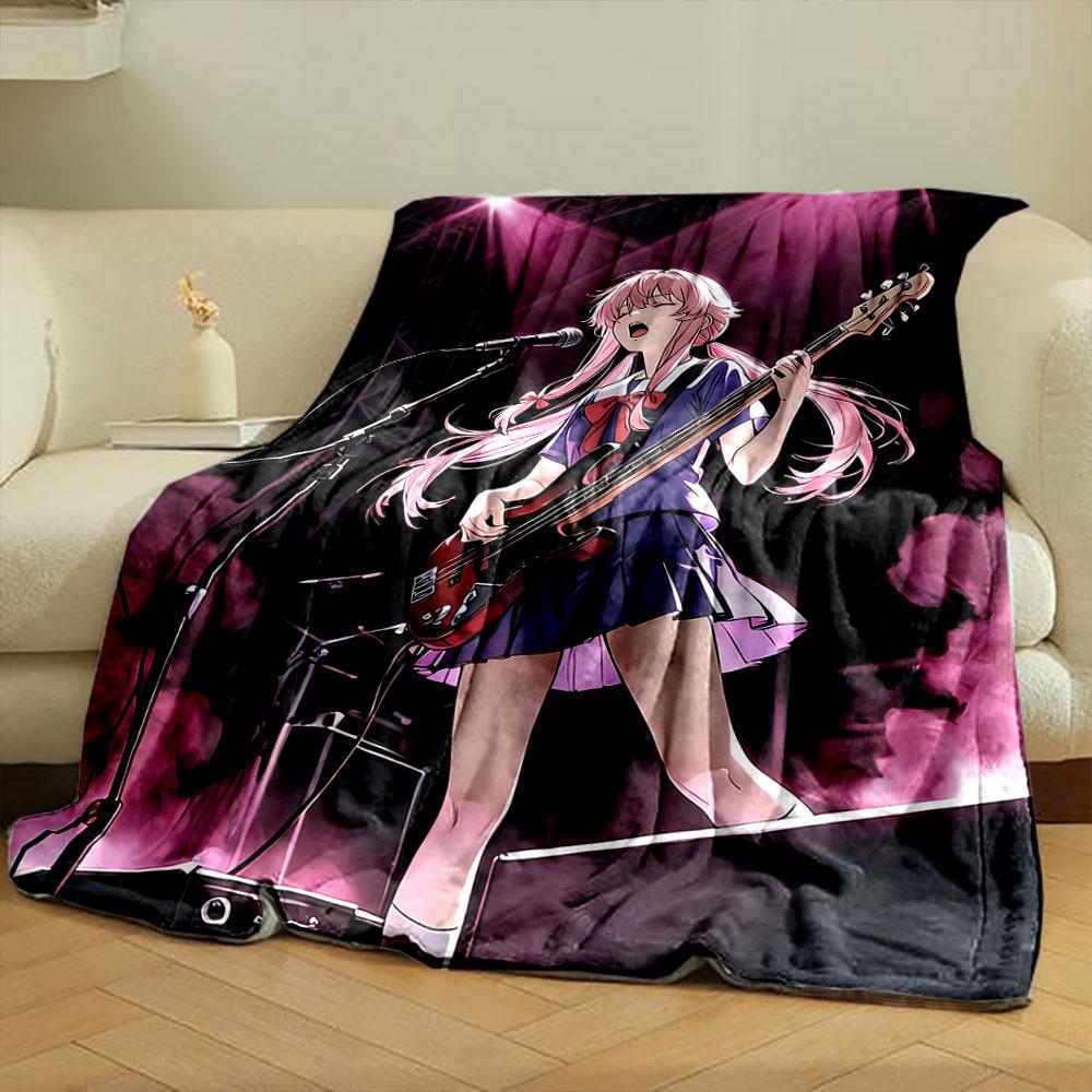 A Girl Passionately Playing Bass On Stage Under Pink Spotlight Effects. for All Seasons Blanket Lunch Break Throw Gift