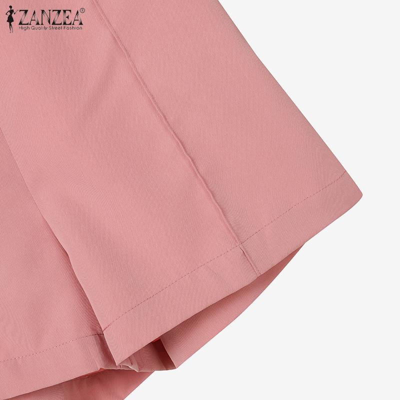 ZANZEA Damen Kurzarmbluse und Shorts Sommer Zweiteiliges Anzug-Set