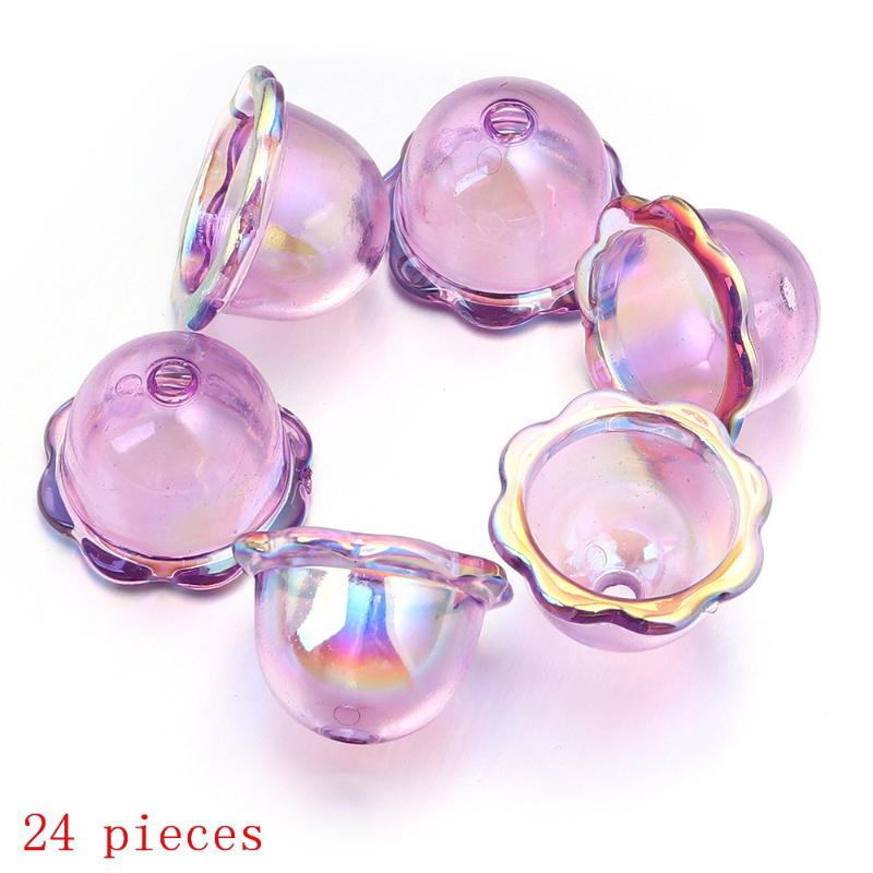 DIY Keychain Jewelry 6 24Pcs Transparent Wind Bell Acrylic Beads Multiple Sizes for Bracelet Necklace Hanging Decoration