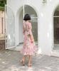 Ppaeppae Winged Sleeve V-Neck Elastic Waist Floral Dress