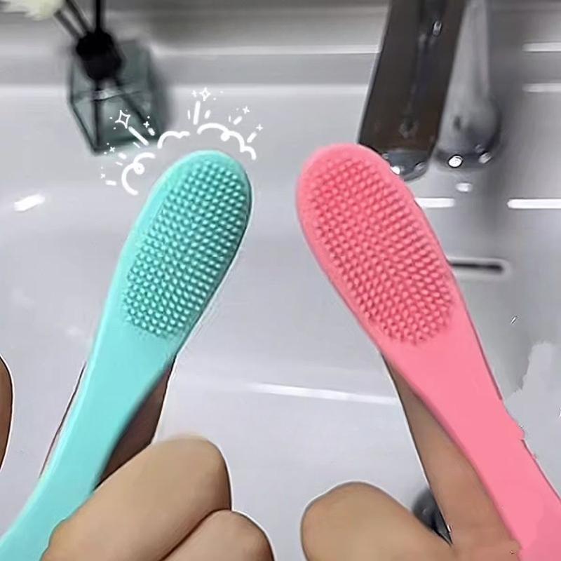 2 Pcs Facial Pore Silicone Cleaning Brush Face Nasal Double-side Massage Brushes Soft Nose Head Wash Brush Beauty Skin Care Clean Tool