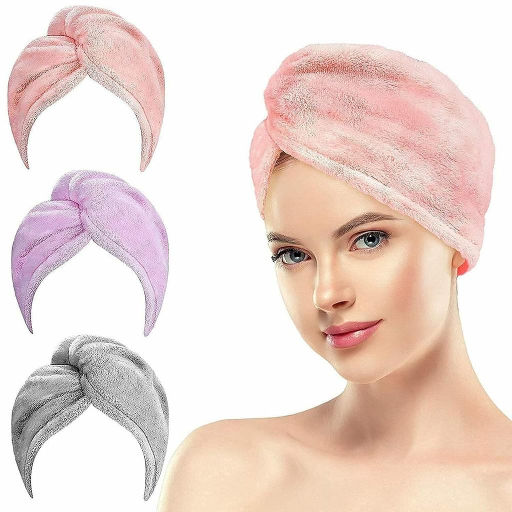 Outlay Home Hair Towel Wrap for Women-Quick Drying Microfiber Towel for Hair with Elastic Loop for Tying-Super Absorbent Head Towels Wrap for Ladies