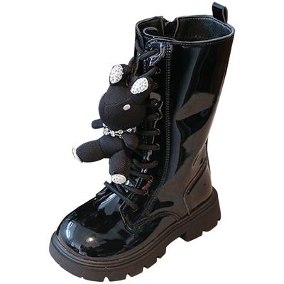 Autumn Girls Long Leather Boots 2026 Soft Soled Kids Fashion Princess Boots Bowknot Non-Slip Outdoor Children Boots Plush Winter