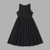 Women's Sleeveless V Neck A Line Dress with Waist Cinch Midi Length Casual Summer Dress