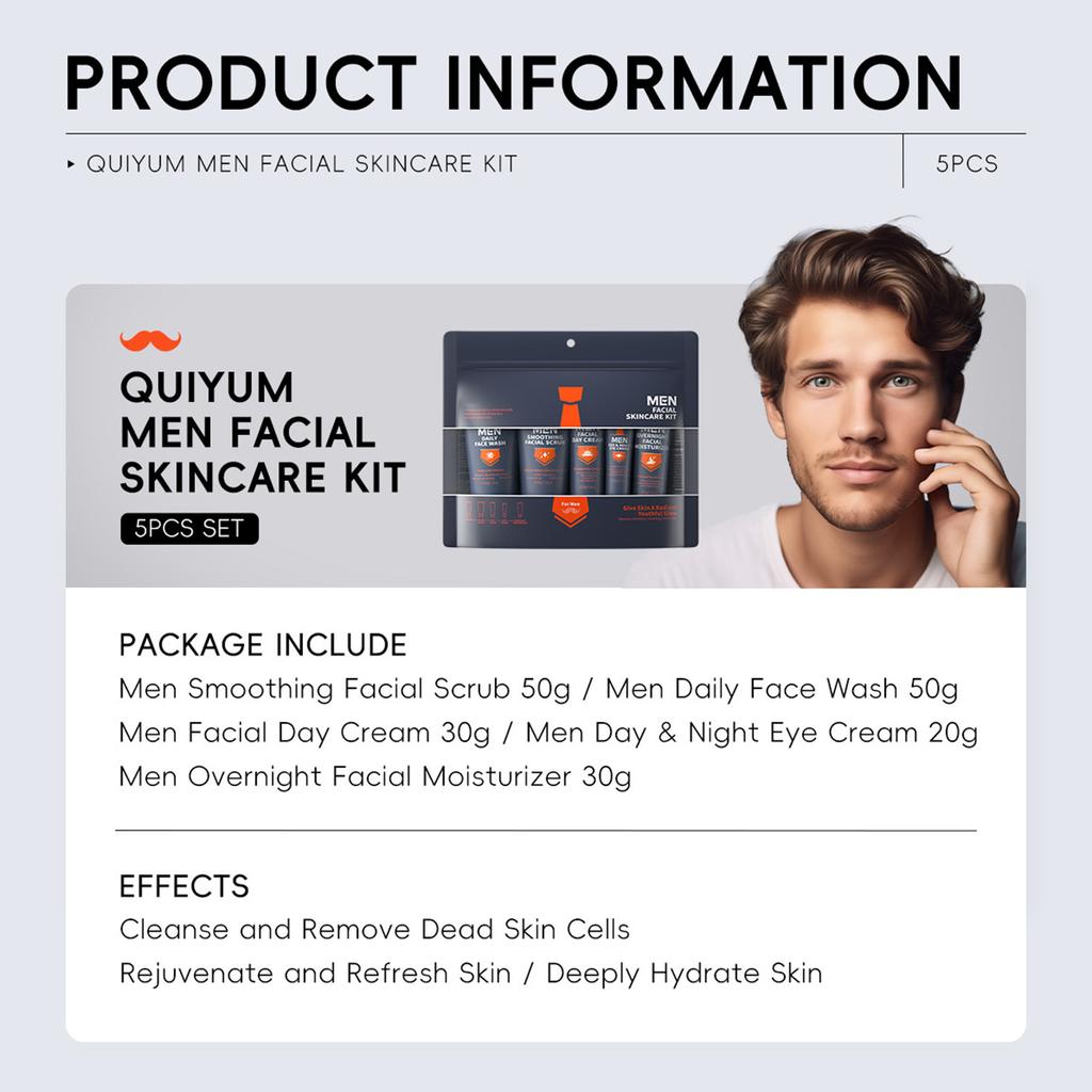 Men's Cleansing Facial Care Set 5-piece Moisturizing, Moisturizing,Facial Care, A Gift For Men,1set