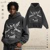 Oversized Vintage Washed Hoodie With Graphic Print Unisex Streetwear Loose Fit Cotton Sweatshirt