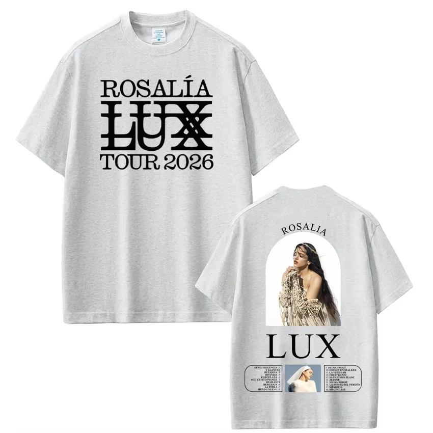 Rosalía Rosalia LUX Tour 2026 Potisknuté tričko Pánské Dámské Bavlna Estetika Volná trička Krátký rukáv Módní Harajuku trička