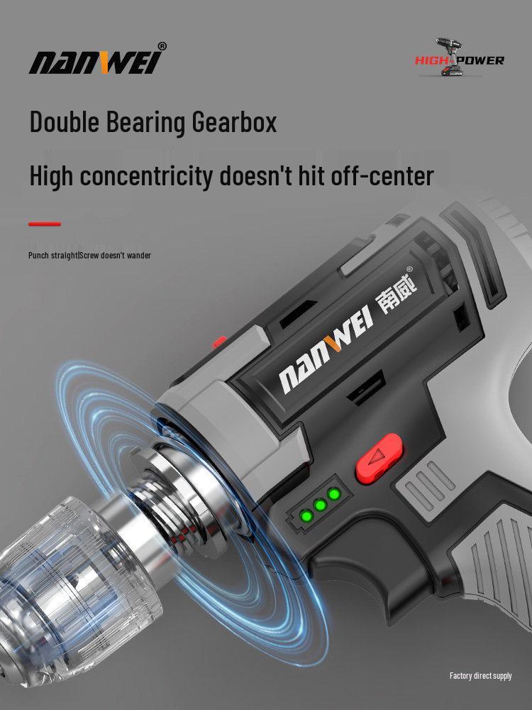 Nanwei Cordless Brushless Impact Hand Drill with Lithium Battery