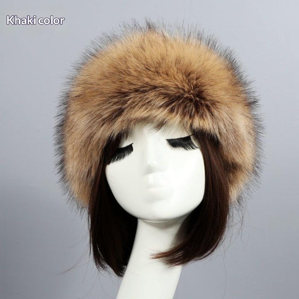 Women's Hat Faux Fox Fur Headband Hat Autumn and Winter Warm Headband Hat Plush Open Top Hat