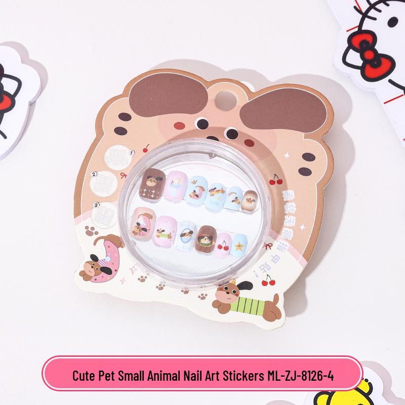 KT Cat Tecknad Bärbar Nagelklistermärke för Barn - Avtagbar, Självhäftande Gelé Nageldekor för Flickor