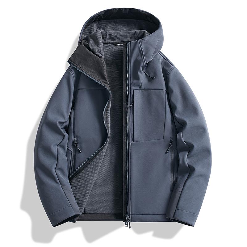 Couple's Soft Shell Ski Jacket with Hood - Warm, Windproof, Waterproof, Plus Velvet, Trendy Mountaineering Outerwear