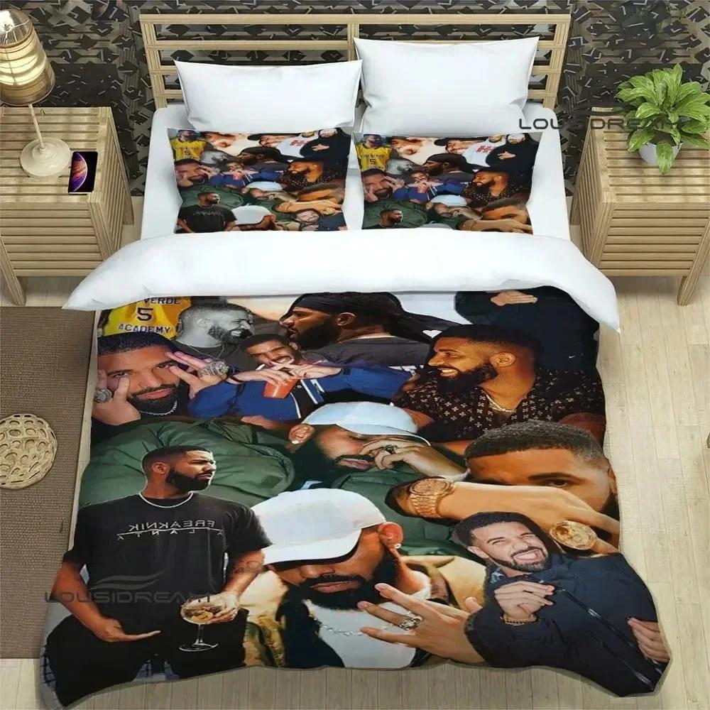 Grosstor Unisex Rapper Drake Comfortable Duvet Quilt Cover Pillowcase Bedding Set Children Bedroom Decoration Home Textile