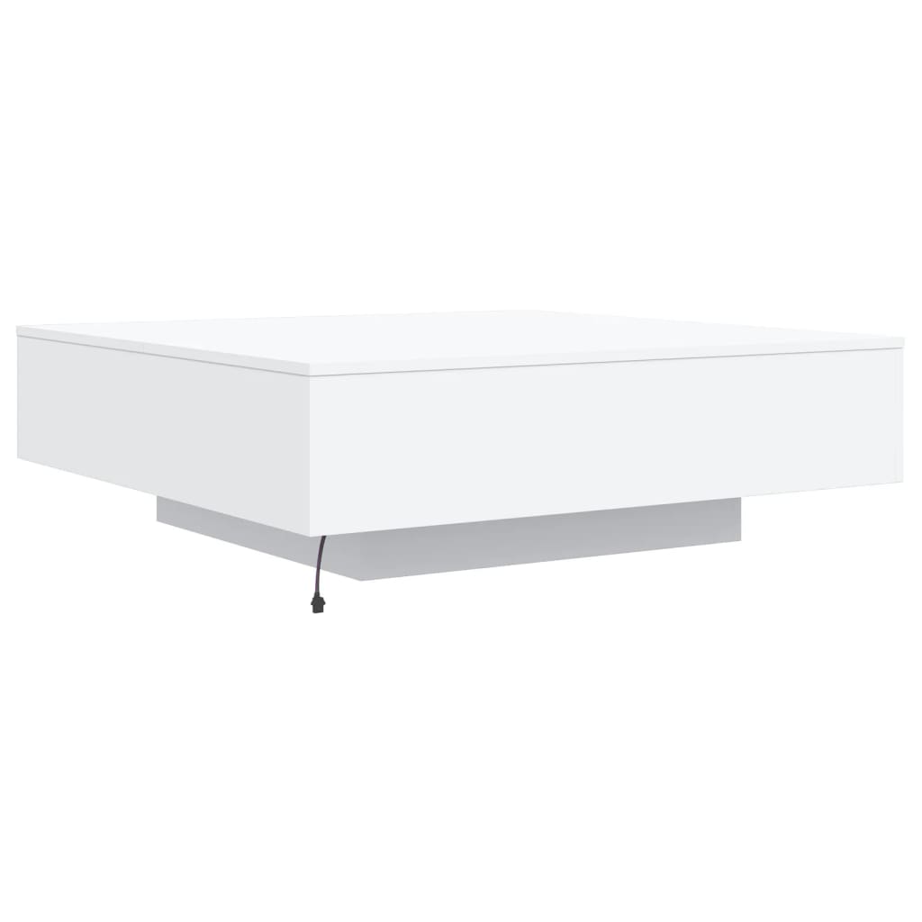 Coffee Table with LED Lighting, White, 100x100x31 Cm