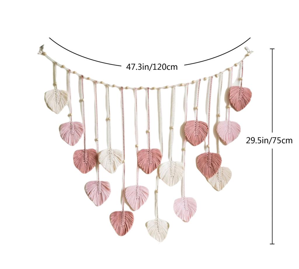 Boho Rope Tapestry Handwoven Nice Wooden Beads Leaves Po Hanging Tassel Wall Decor for Home Durable Durable Useful Useful