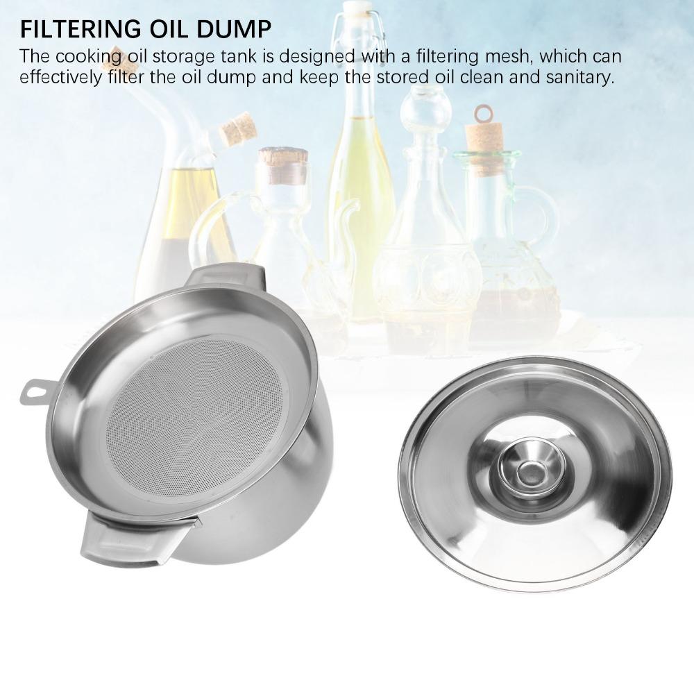 2.8L Grease Container 304 Stainless Steel Oil Filter Pot Sturdy Oil Storage Tank  Fryer Oil Storage