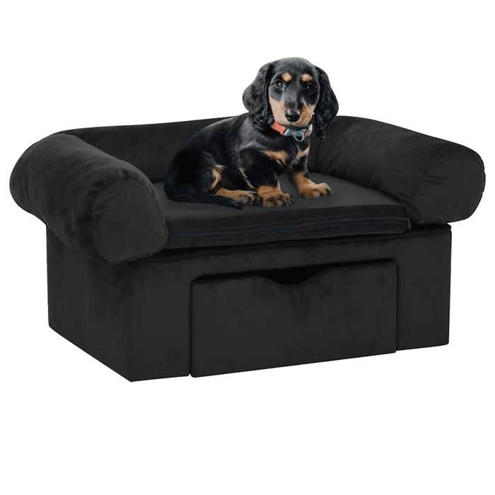 VidaXL Canapé pour Chien avec Tiroir Noir 75x50x38 cm Peluche Sofa Animaux 171078