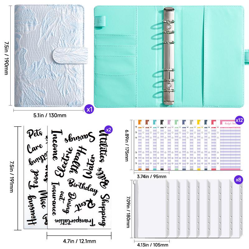 Creative A6 Loose-leaf Notebook with Zipper Bag - Macaron Floral Cash Budget Planner