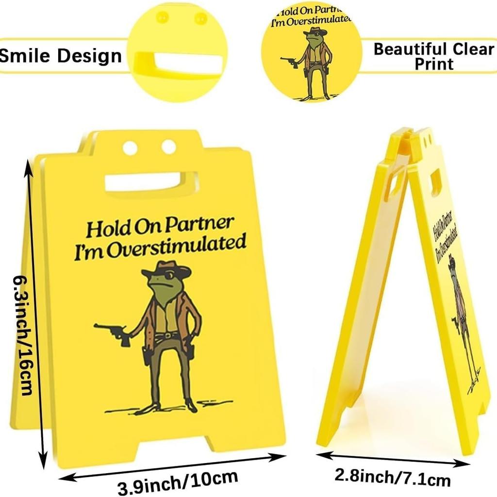 Caution Overstimulated Desk Sign Funny Humor Office Desks Cubicle Decor Desktop Decoration For Table Bedroom Study Room Stress Relief