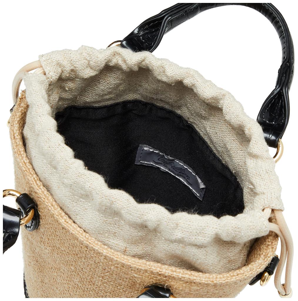 Kashkash Linen and Crocodile Embossed 2-Way Bucket Bag, 01-00-78090, Women's, Black